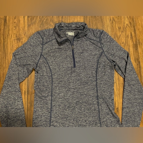 Head 3/4 zipper pullover athletic long sleeve shirt BNWOT navy blue stripes LRG - Picture 2 of 6